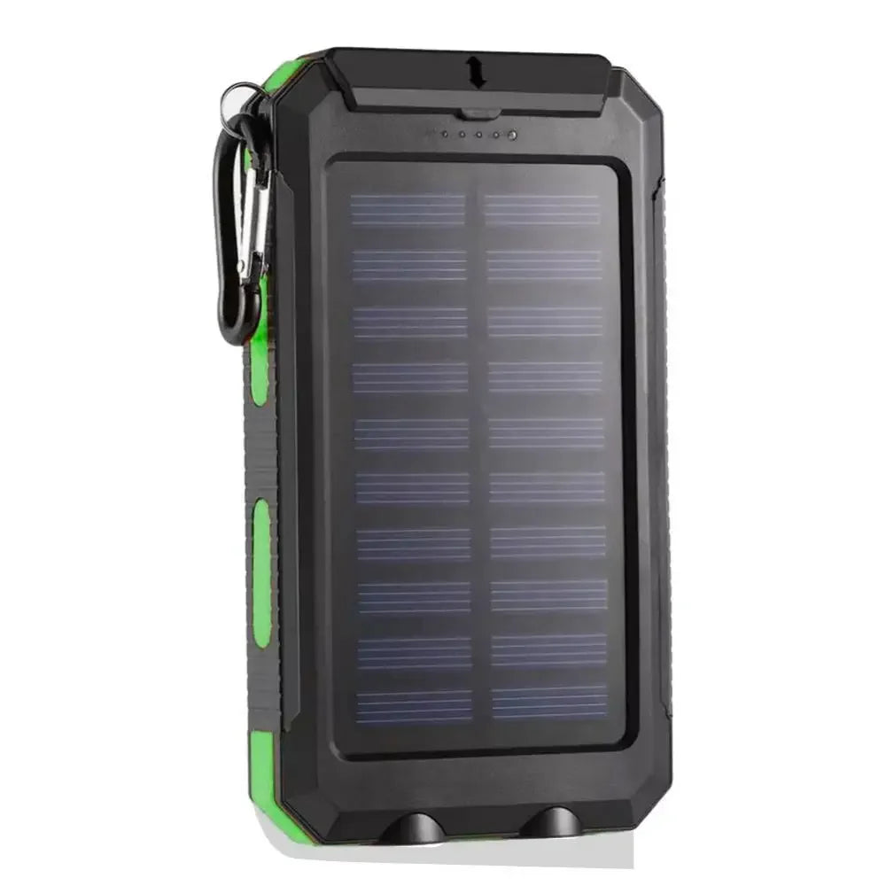 Power Bank Solaire 20 000 mAh - Double USB - Lampe SOS & Boussole - Boîtier Outdoor