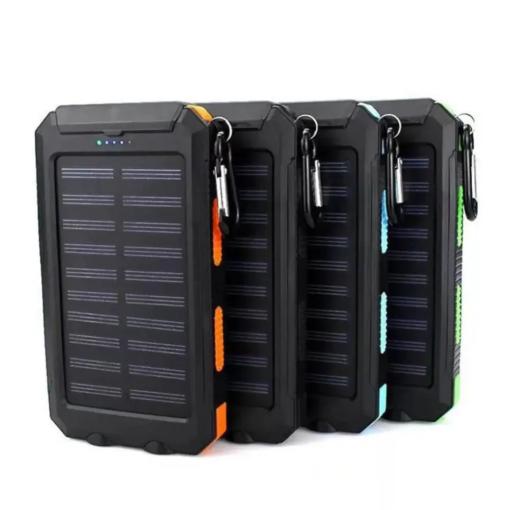 Power Bank Solaire 20 000 mAh - Double USB - Lampe SOS & Boussole - Boîtier Outdoor