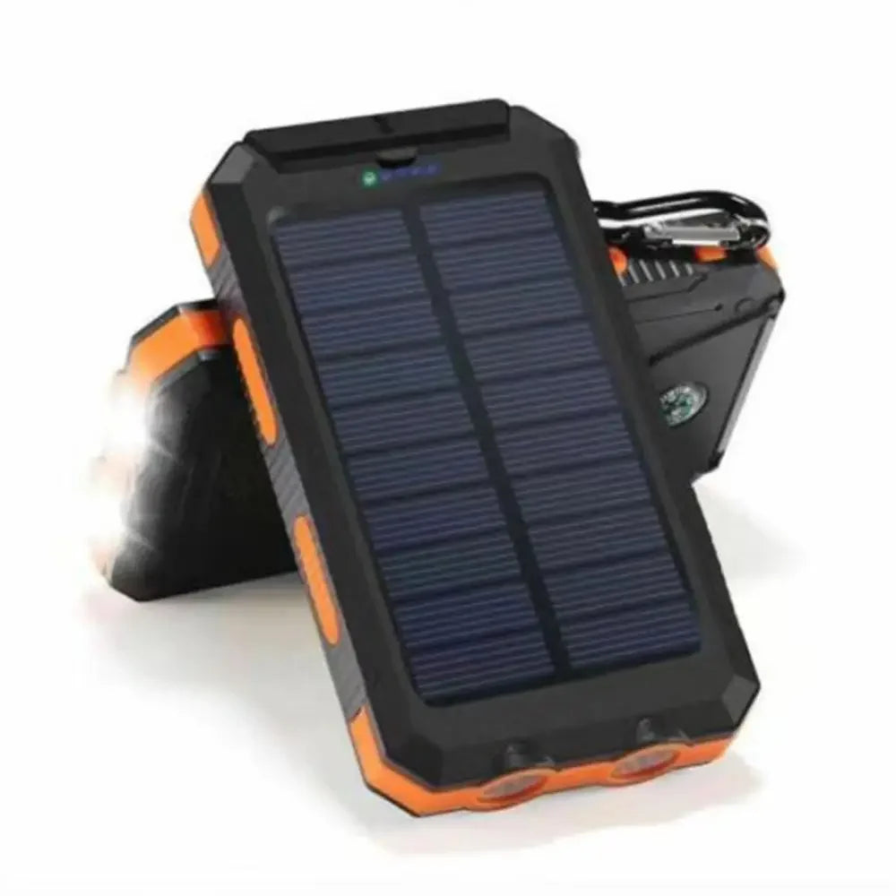 Power Bank Solaire 20 000 mAh - Double USB - Lampe SOS & Boussole - Boîtier Outdoor