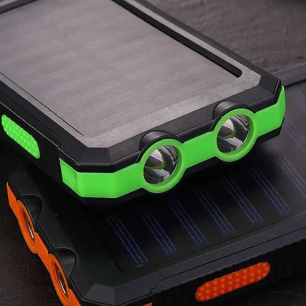 Power Bank Solaire 20 000 mAh - Double USB - Lampe SOS & Boussole - Boîtier Outdoor