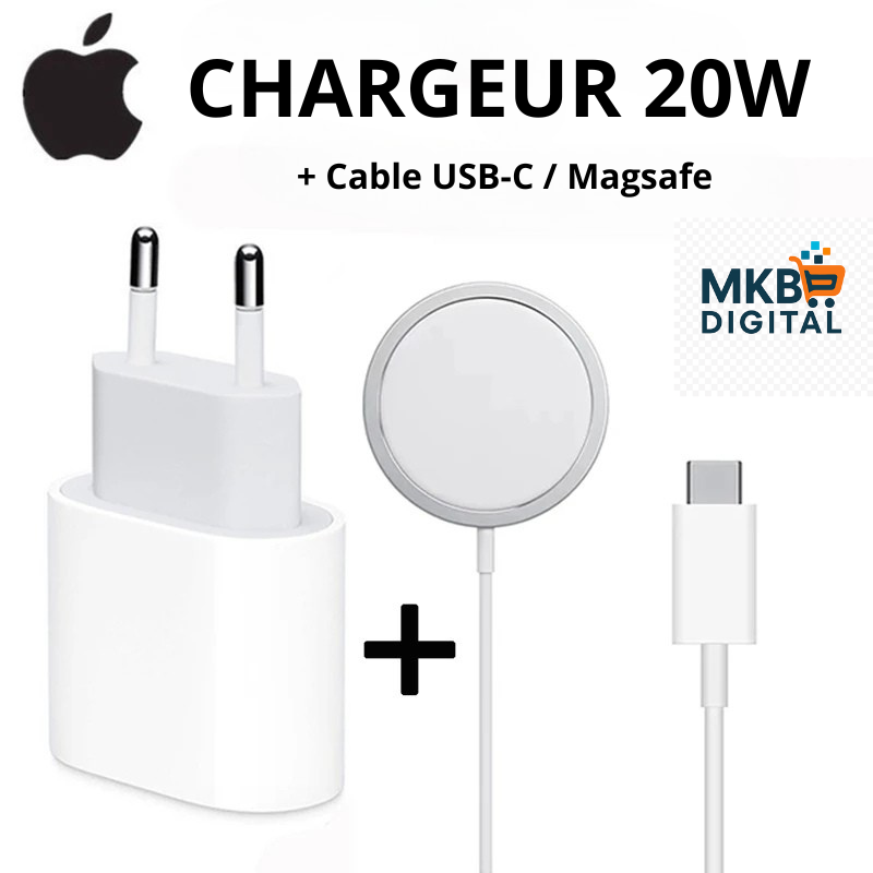 Chargeur Rapide Apple 20W USB-C avec Câble – Original Certifié