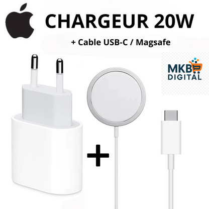 Chargeur Rapide Apple 20W USB-C avec Câble – Original Certifié