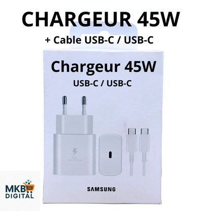 Chargeur Samsung 45W Super Fast Charge – Adaptateur USB-C Officiel Certifié EU