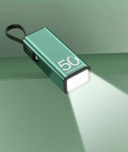 Mini Power Bank 5 000 mAh - Câble Intégré - LED - Ultra-compact