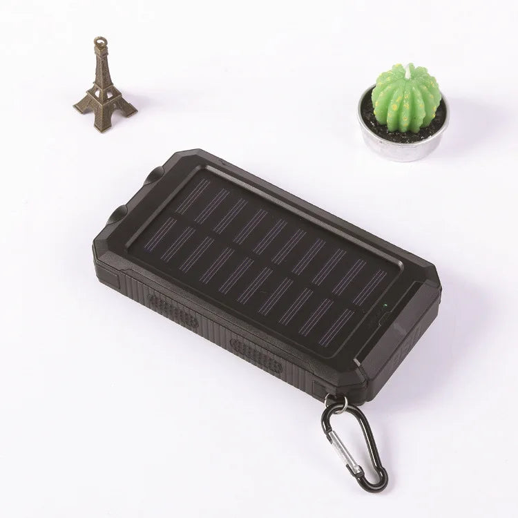 Power Bank Solaire 20 000 mAh - Double USB - Lampe SOS & Boussole - Boîtier Outdoor