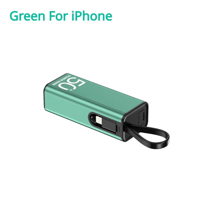 Mini Power Bank 5 000 mAh - Câble Intégré - LED - Ultra-compact