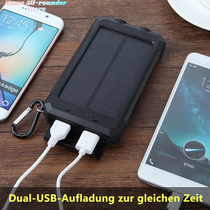 Power Bank Solaire 20 000 mAh - Double USB + Entrée USB-C - Lampe LED - Afficheur
