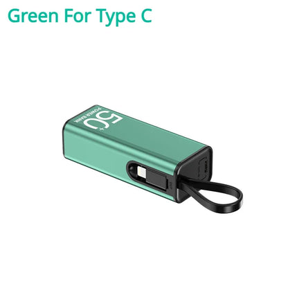 Mini Power Bank 5 000 mAh - Câble Intégré - LED - Ultra-compact