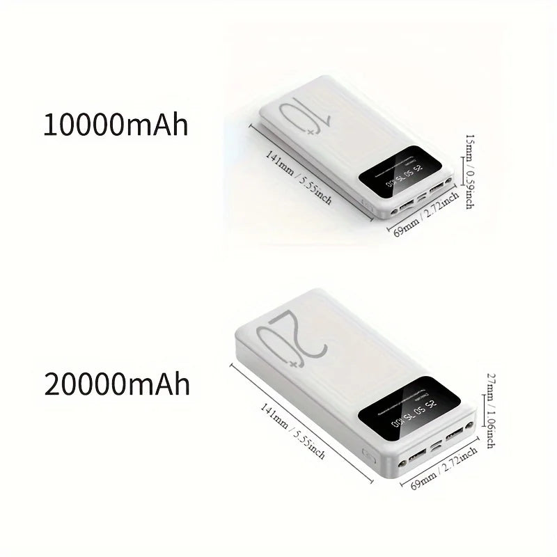 Power Bank 10 000 mAh avec affichage digital - 10 W, 2×USB-A + USB-C