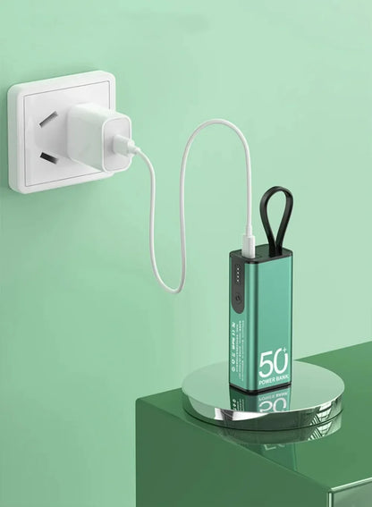 Mini Power Bank 5 000 mAh - Câble Intégré - LED - Ultra-compact