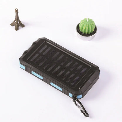 Power Bank Solaire 20 000 mAh - Double USB - Lampe SOS & Boussole - Boîtier Outdoor