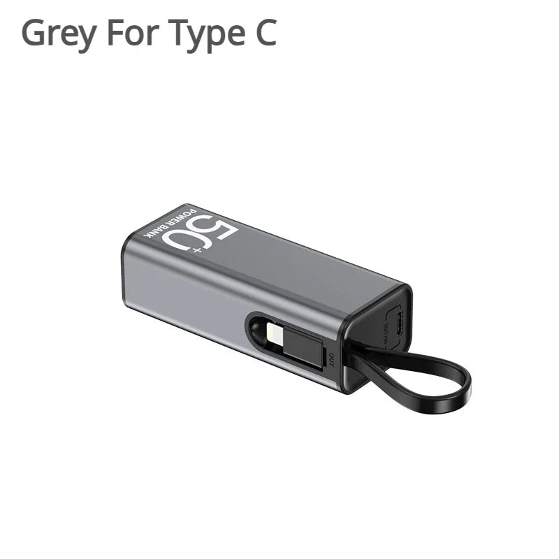 Mini Power Bank 5 000 mAh - Câble Intégré - LED - Ultra-compact