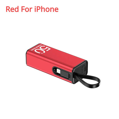 Mini Power Bank 5 000 mAh - Câble Intégré - LED - Ultra-compact