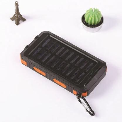 Power Bank Solaire 20 000 mAh - Double USB - Lampe SOS & Boussole - Boîtier Outdoor