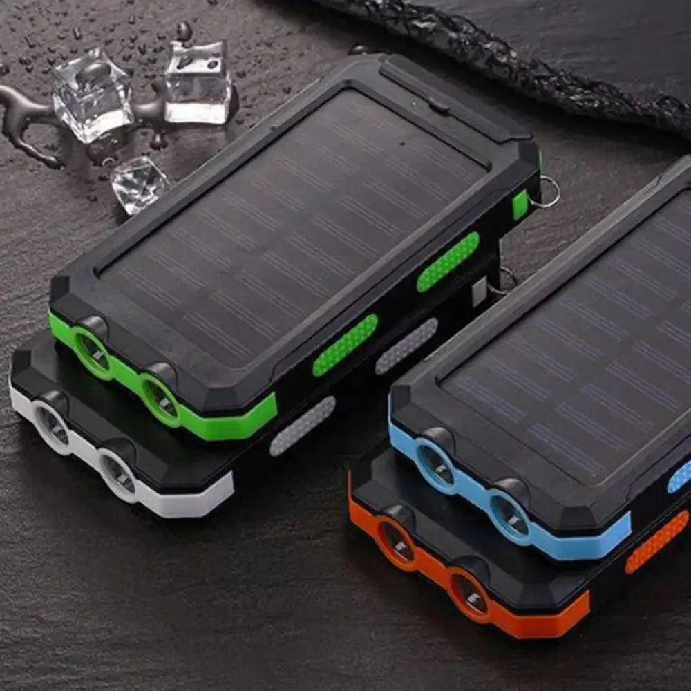 Power Bank Solaire 20 000 mAh - Double USB - Lampe SOS & Boussole - Boîtier Outdoor