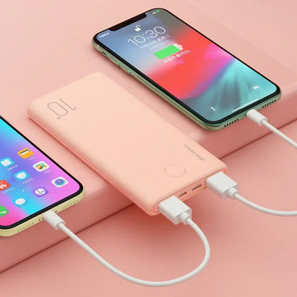 Power Bank 10 000 mAh - Double USB - Câbles intégrés - Compact & léger