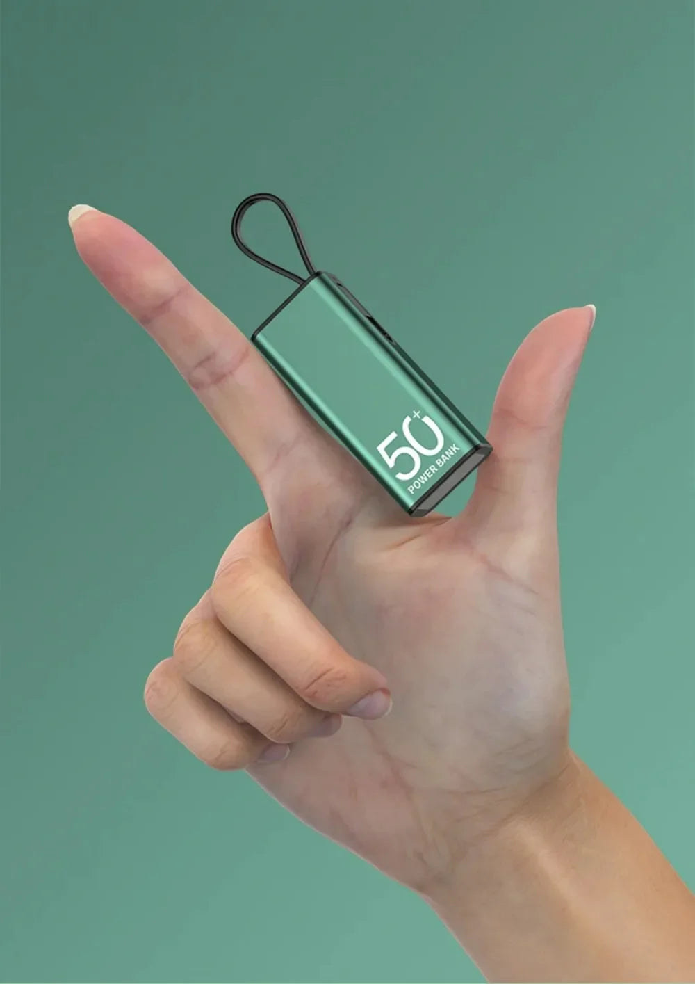 Mini Power Bank 5 000 mAh - Câble Intégré - LED - Ultra-compact
