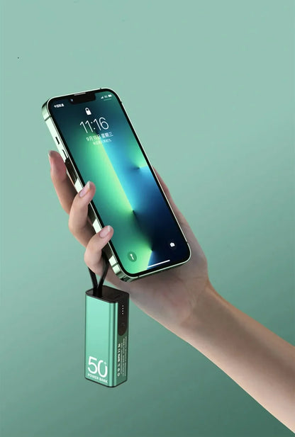 Mini Power Bank 5 000 mAh - Câble Intégré - LED - Ultra-compact