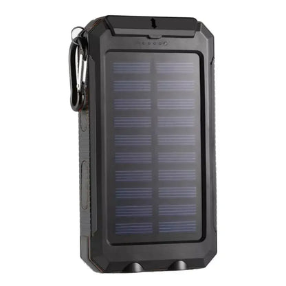 Power Bank Solaire 20 000 mAh - Double USB - Lampe SOS & Boussole - Boîtier Outdoor