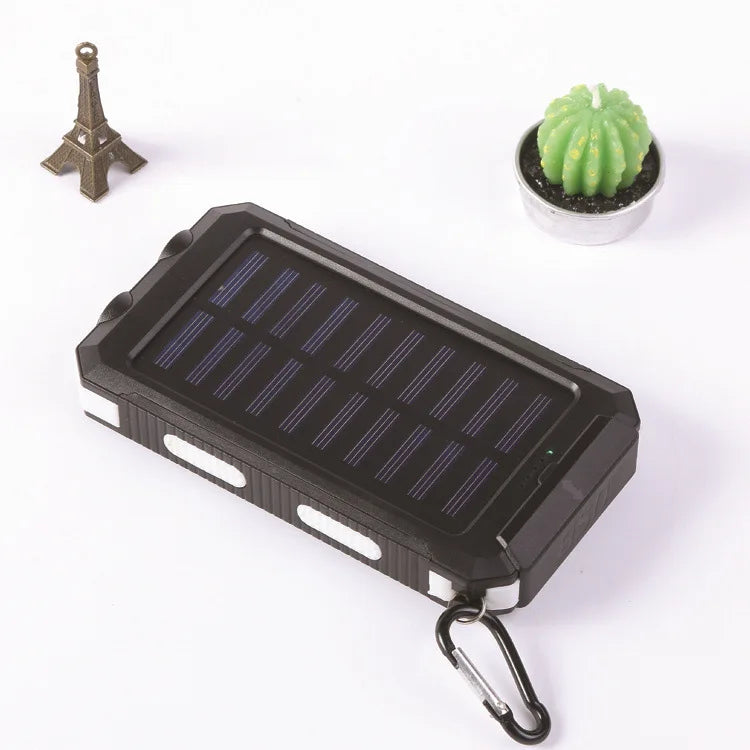 Power Bank Solaire 20 000 mAh - Double USB - Lampe SOS & Boussole - Boîtier Outdoor