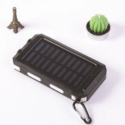 Power Bank Solaire 20 000 mAh - Double USB - Lampe SOS & Boussole - Boîtier Outdoor