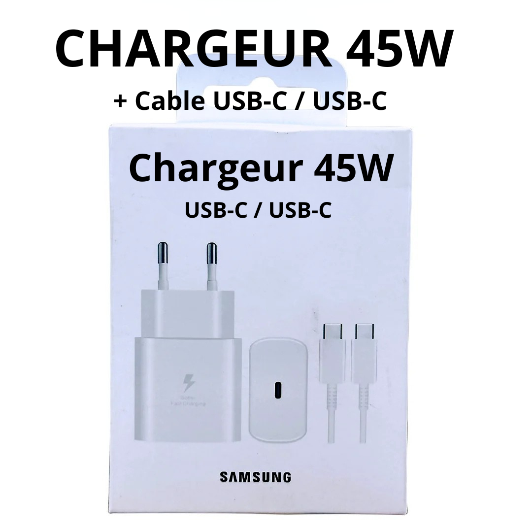 Chargeur Samsung 45W Super Fast Charge – Adaptateur USB-C Officiel Certifié EU