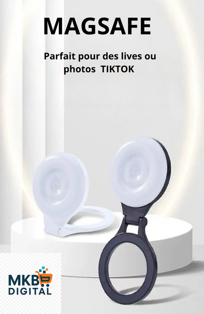 Lampe Selfie LED Magnétique Rechargeable – 3 Modes de Lumière pour Selfies, TikTok, Live et Photos